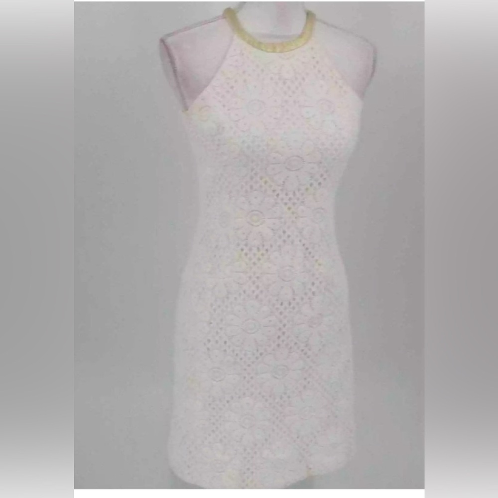 LILLY PULITZER white Daisy crocheted halter dress